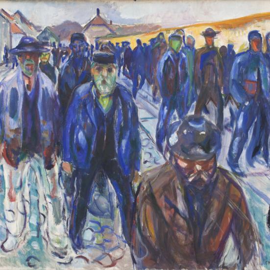 Billedet Hjemvendende arbejdere af Edvard Munch